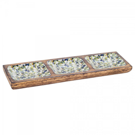 Bandeja rectangular Olivas con 3 divisiones