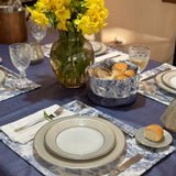 Set 4 Individuales antimanchas Toile de Jouy Azul