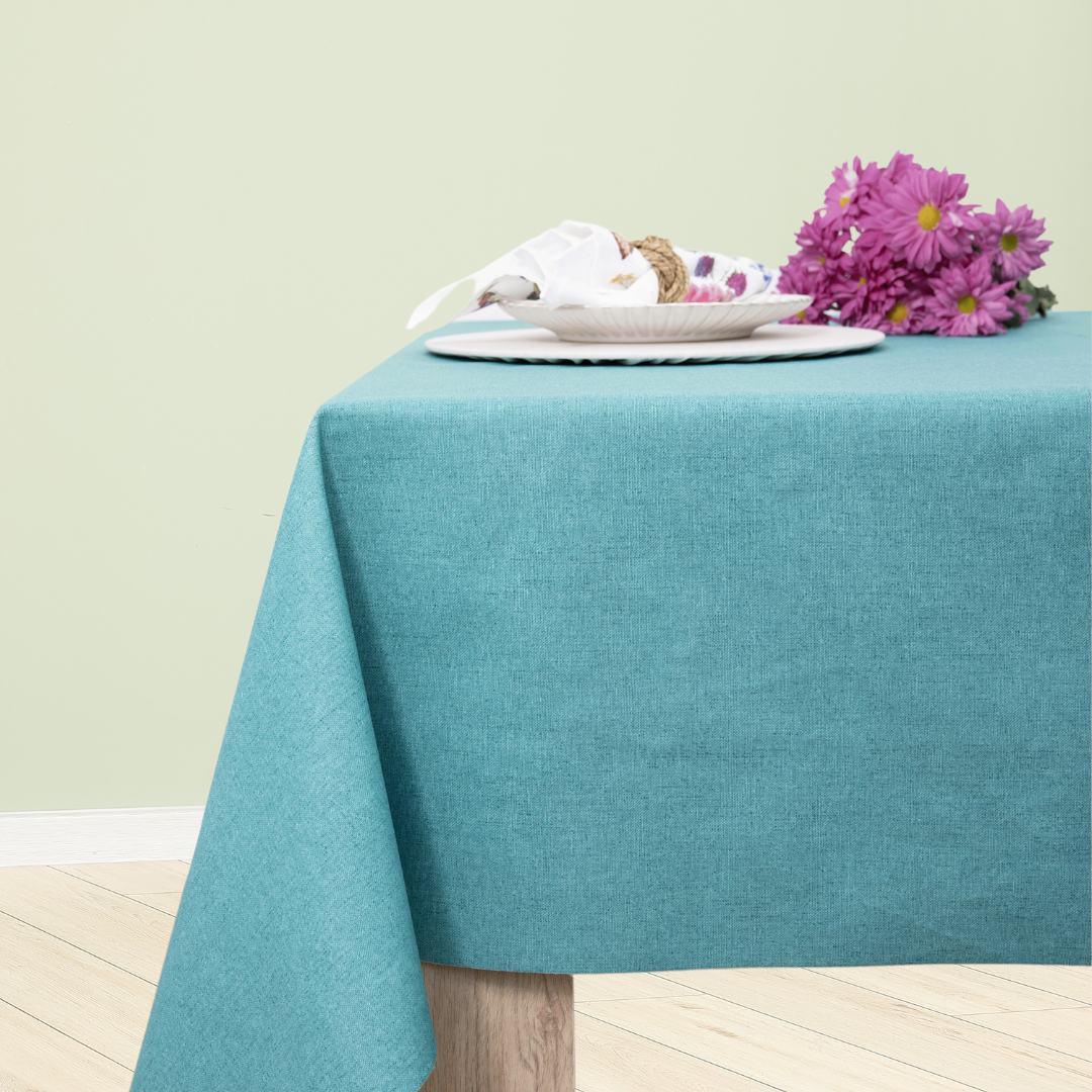 Mantel rectangular antimanchas Loneta Turquesa