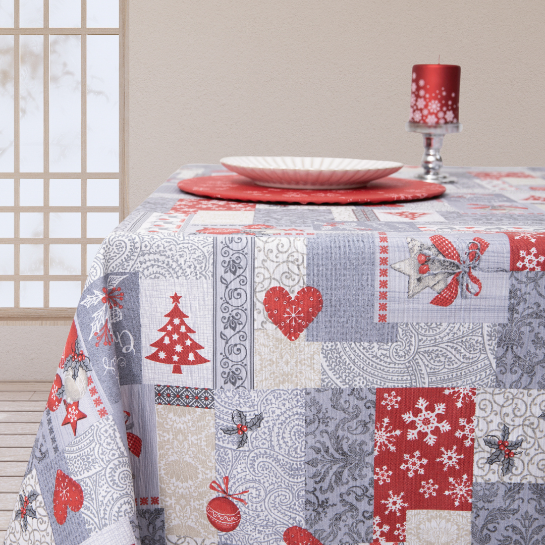 Mantel rectangular antimanchas Retales Navidad