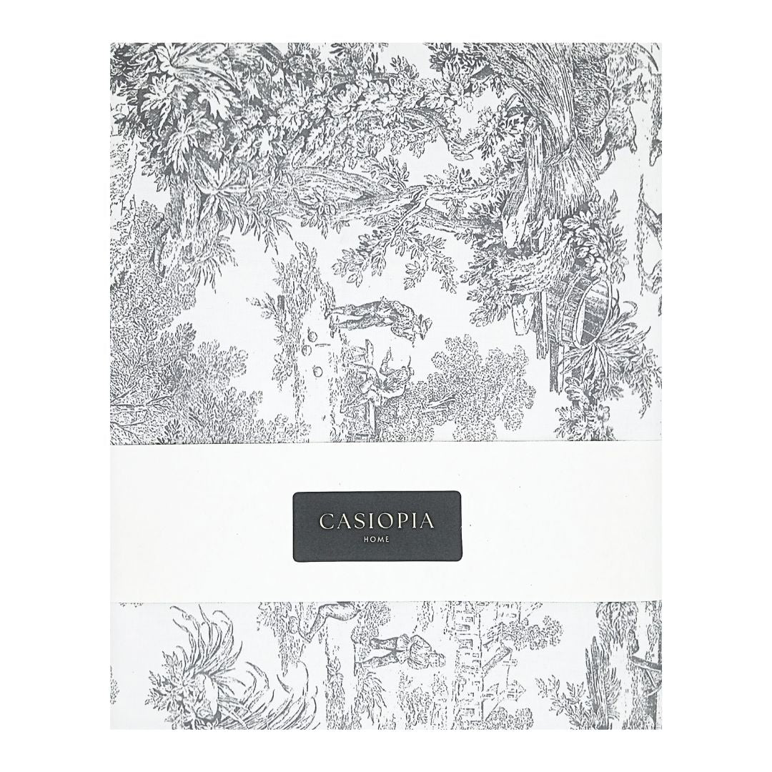 Mantel antimanchas rectangular Toile de Jouy Negro